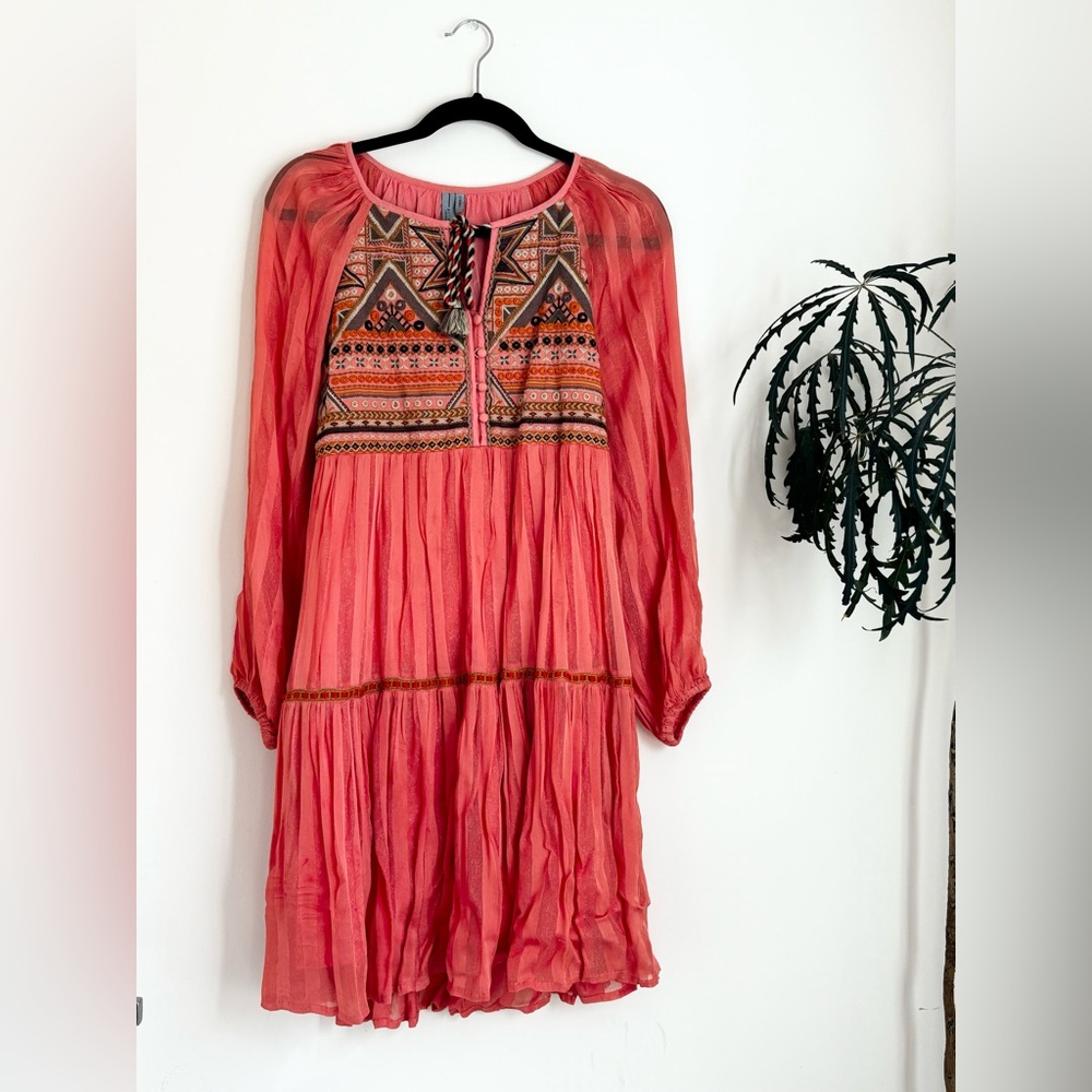 Anthropologie Norah Tiered Embroidered Mini Dress - Size XS - Picture 4 of 7